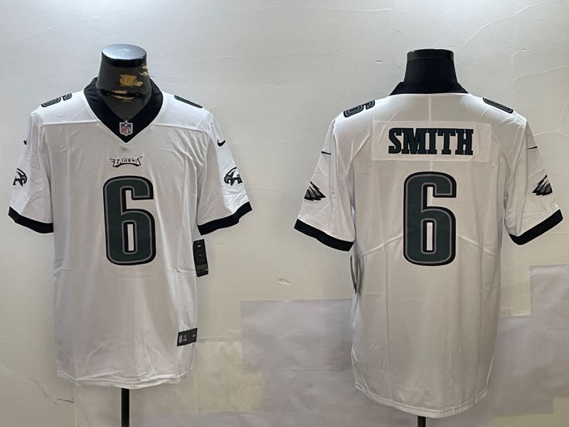 Men Philadelphia Eagles #6 Smith White Second generation 2024 Nike Limited NFL Jersey style 1